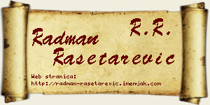 Radman Rašetarević vizit kartica